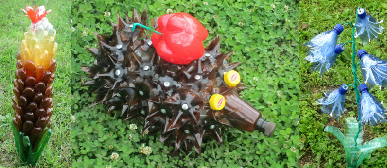 Варіанти виробів для саду і дачі з пластикових пляшок: